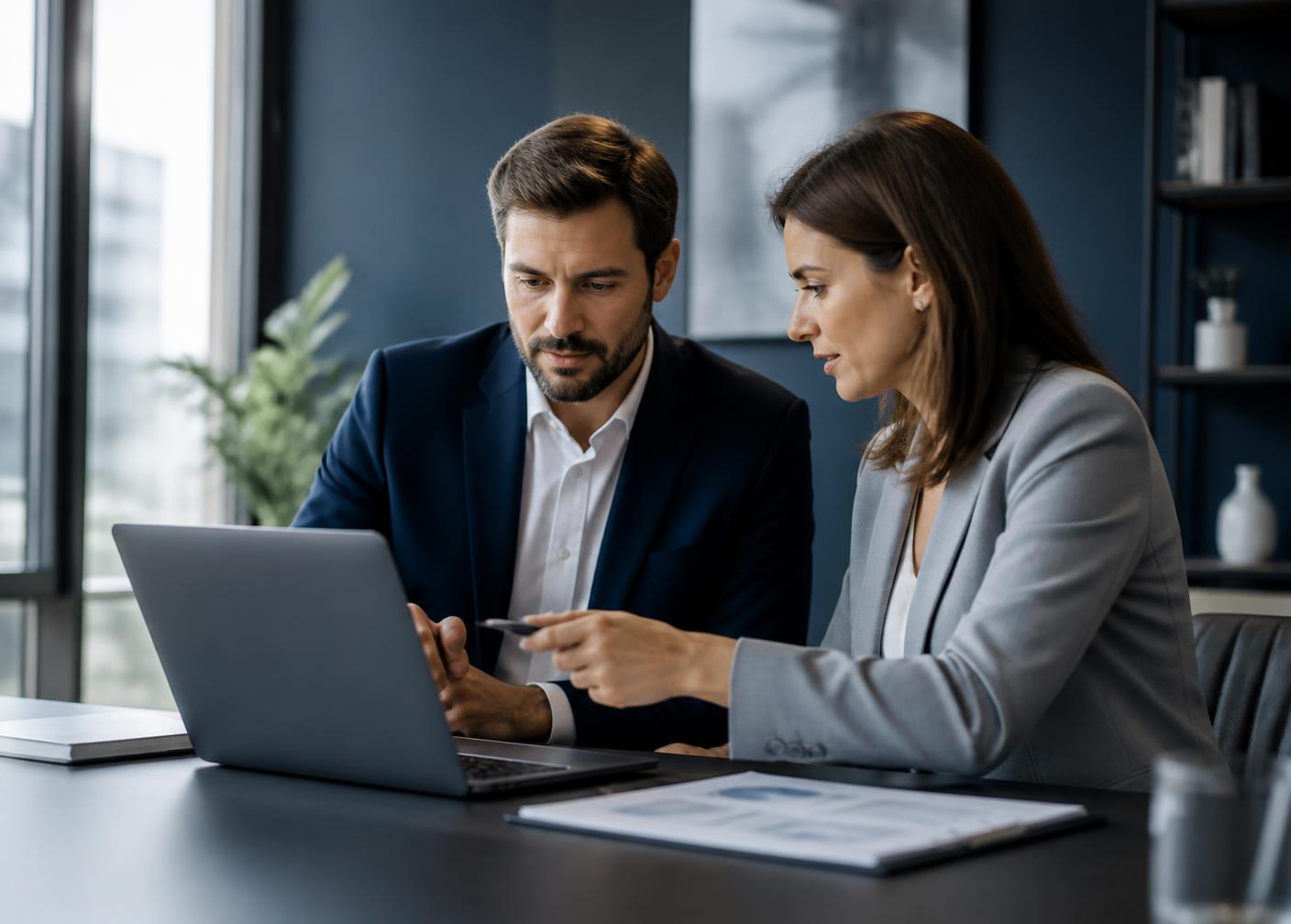 Deux consultants analysant des résultats marketing